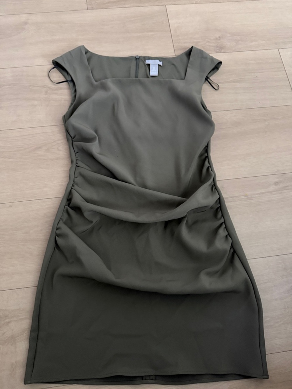 H&M Olive Green Cap Sleeve Sheath Dress